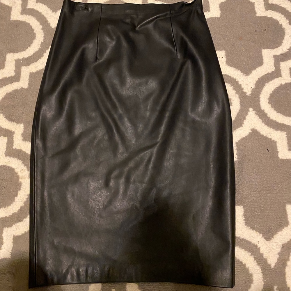 Faux leather midi skirt
